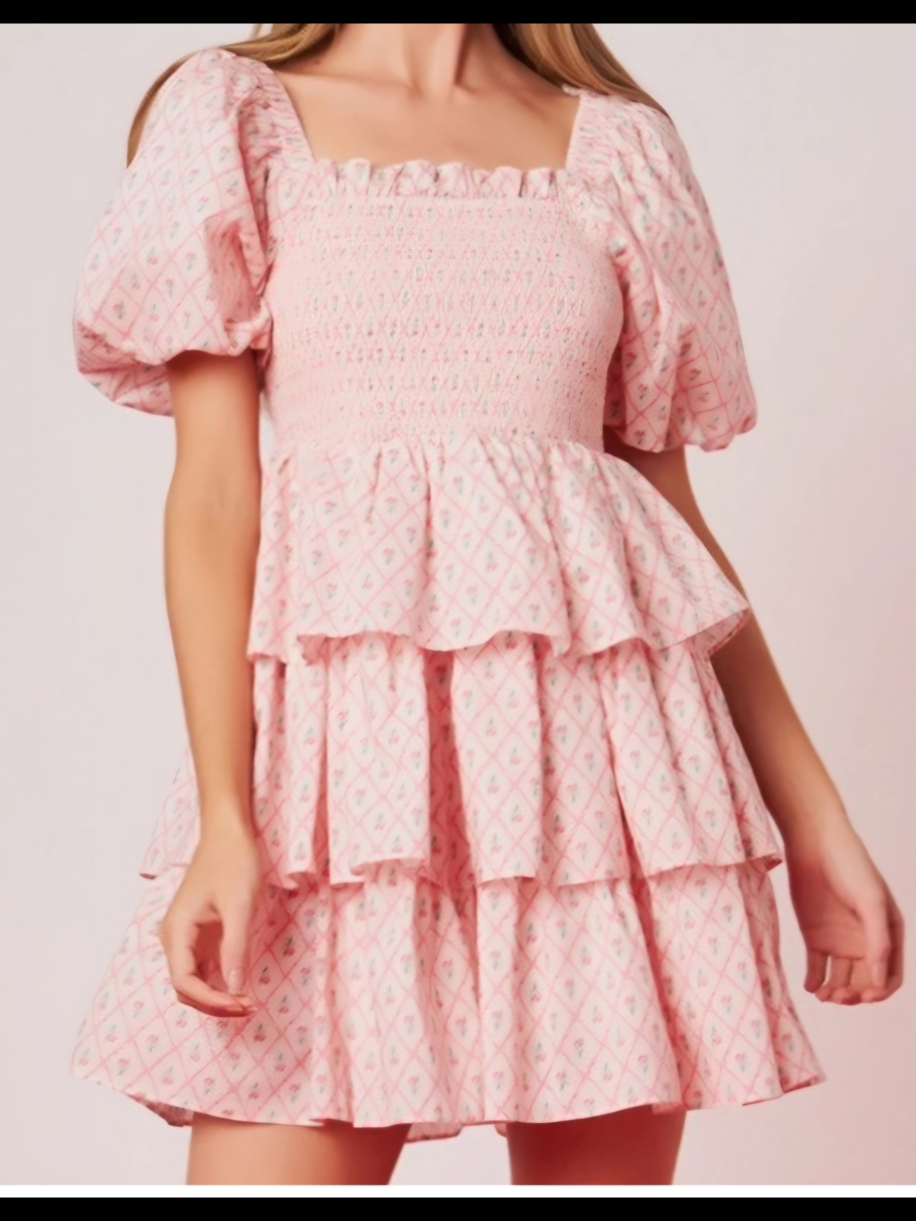 English Factory Pink Tiered Midi Skirt Dress